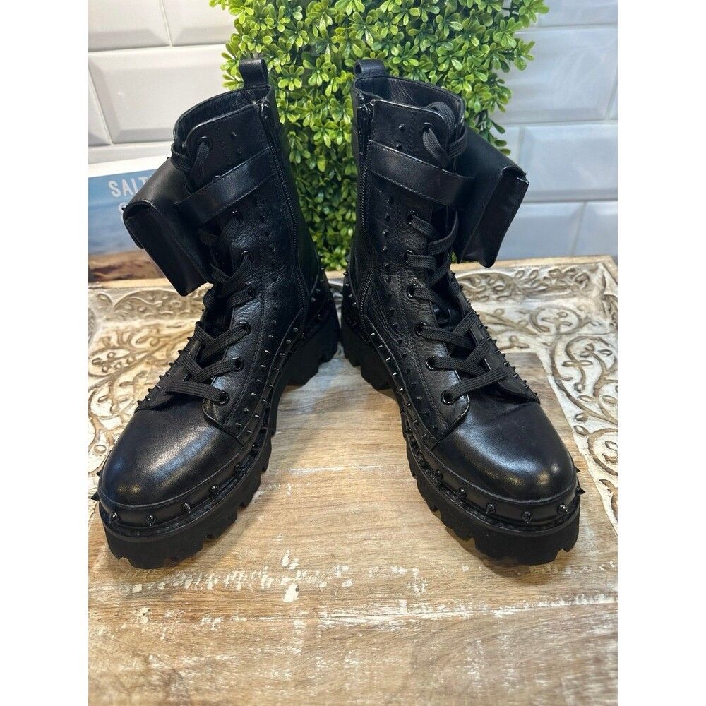 Pinko Combat Ankle Boots Women's Black Size 36